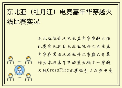 东北亚（牡丹江）电竞嘉年华穿越火线比赛实况